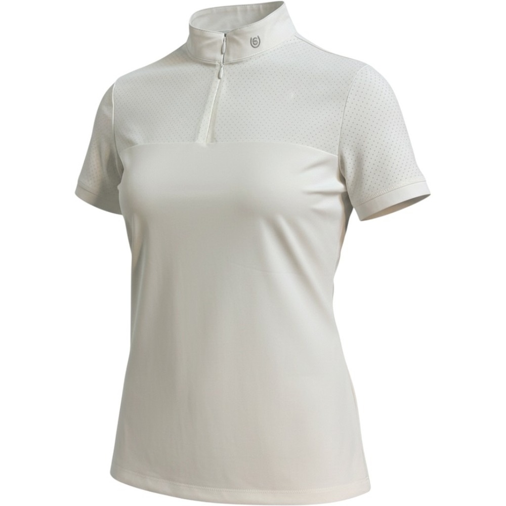 Equestrian Stockholm White Short Sleeve Mesh Quarter Zip Show Shirt Womens M